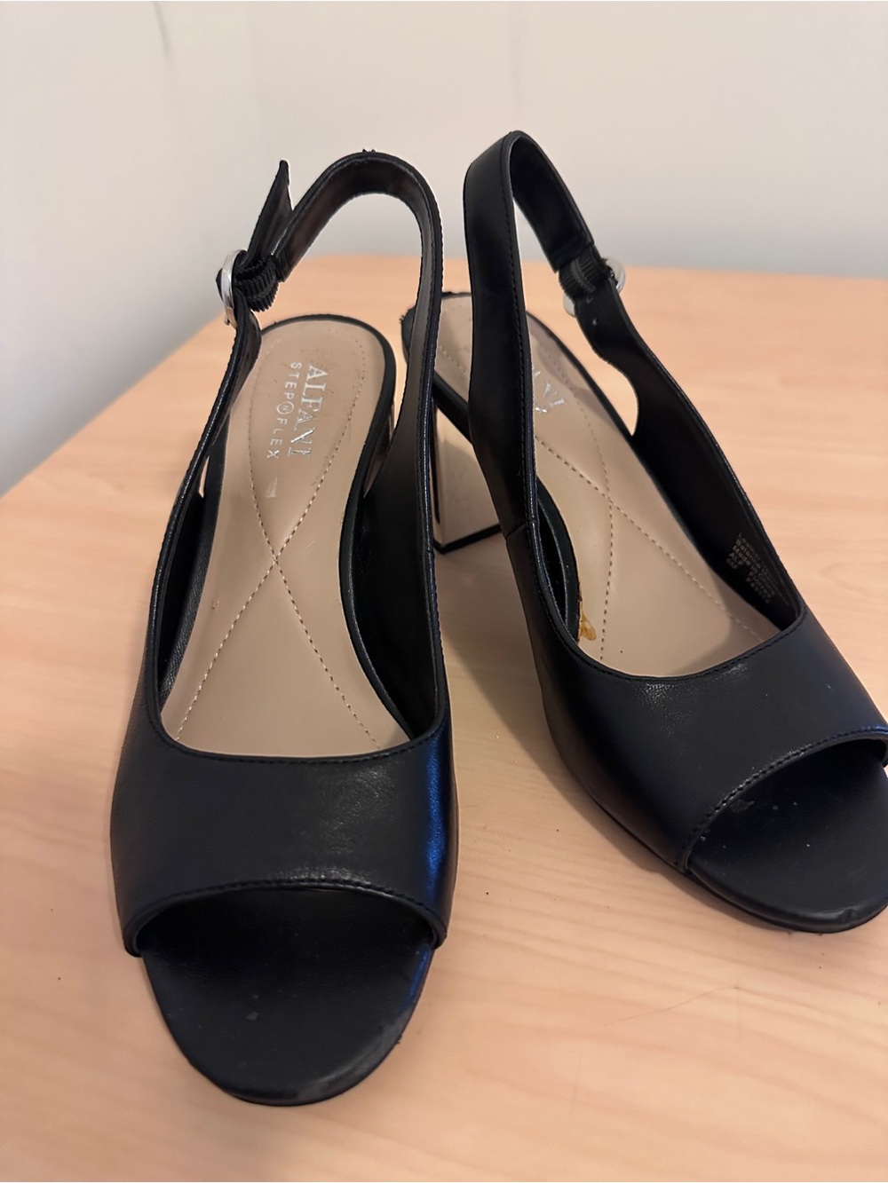 Alfani Black Open-Toe Slingback Heels